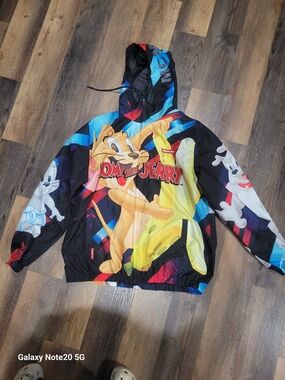Members Only Tom and Jerry Windbreaker Jacket XL EUC Retro Cartoon Graphic